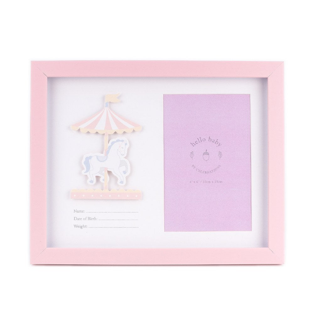 Wooden Photo Frame "Hello Baby Girl" Pink (10x15)