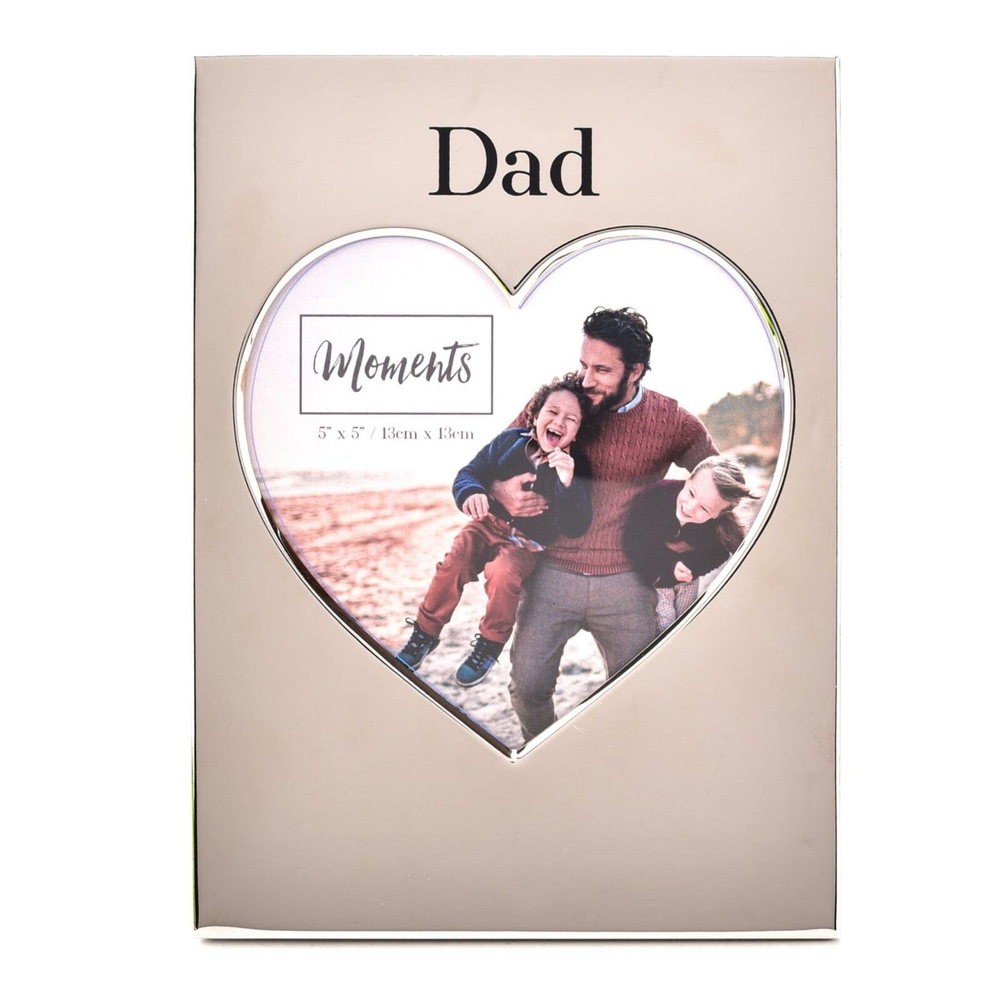 Silver Plated Mirror Heart Photo Frame 13 x13cm (5"x 5") - Dad