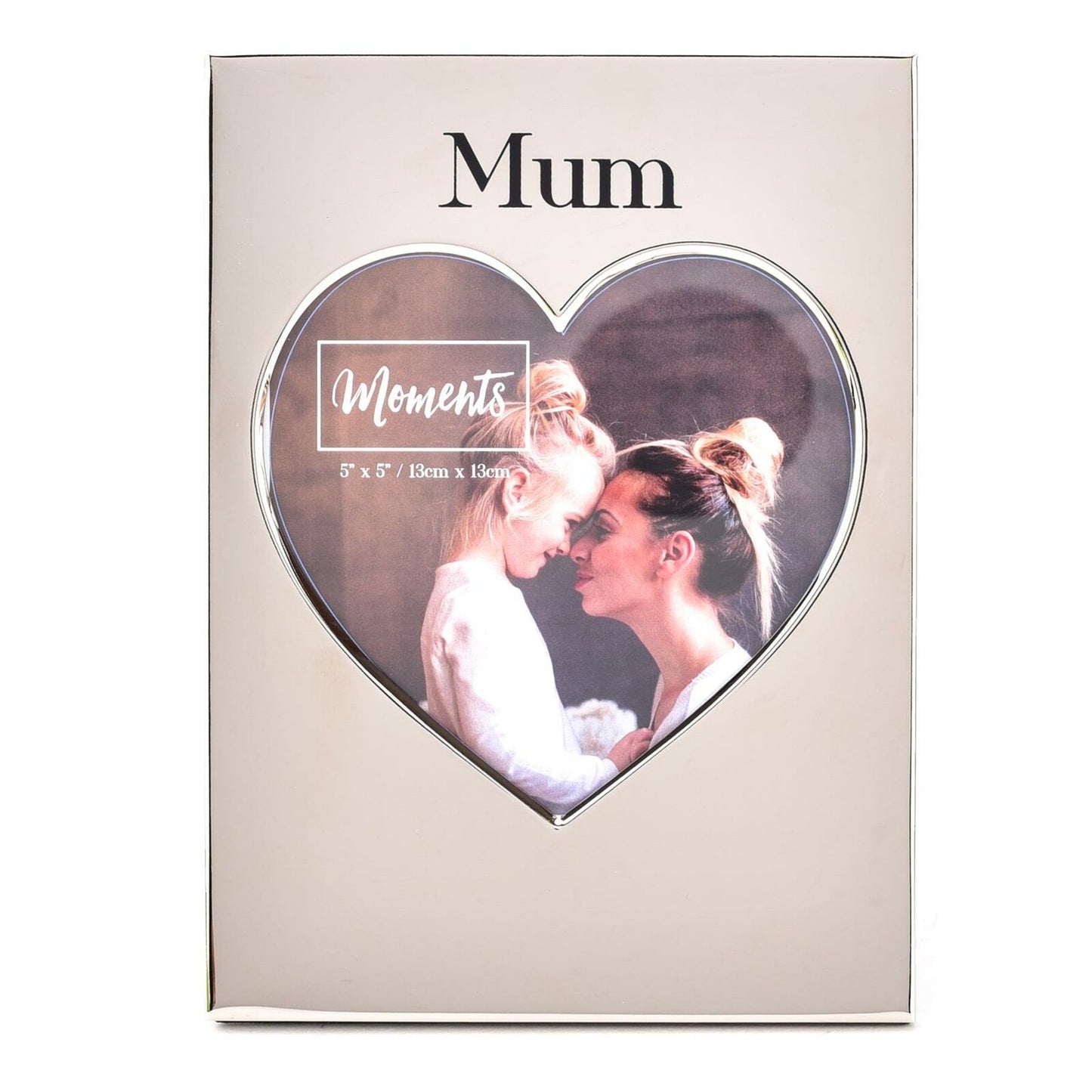 Silver Plated Mirror Heart Photo Frame 13 x13cm (5"x 5") - Mum