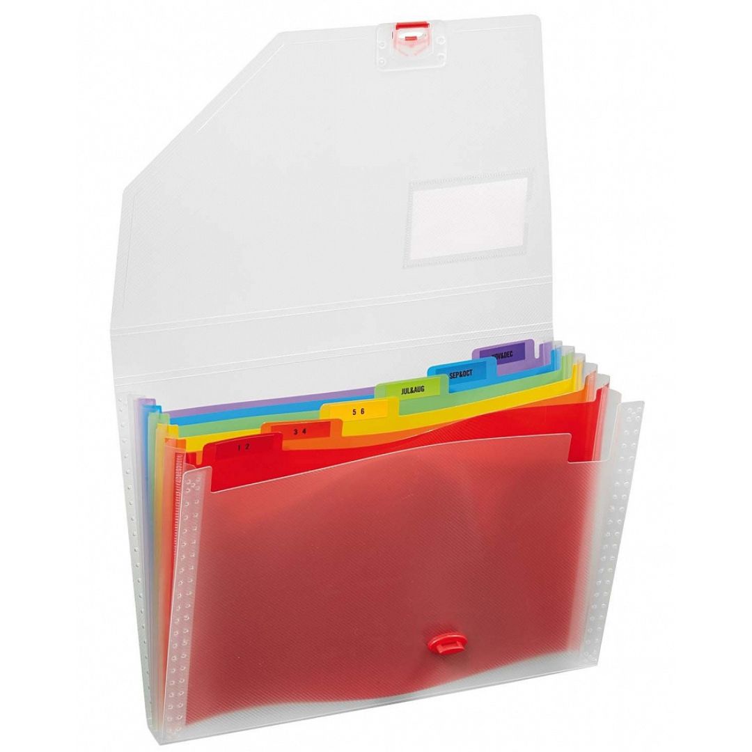 Snopake Rainbow Expanding Organizer of 6 parts A4 Plastic