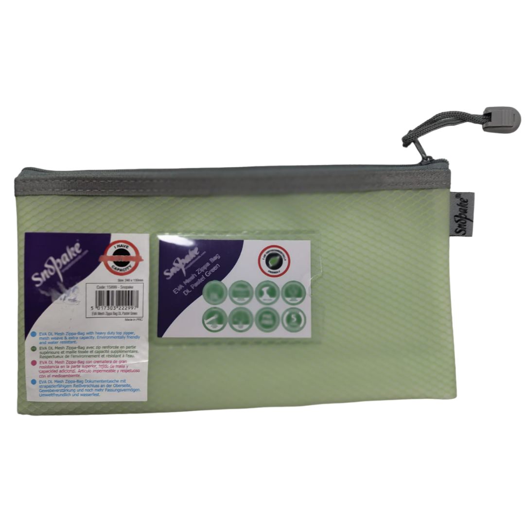Snopake EVA Pastel Mesh High Capacity Zippa Bag DL - Pastel Green