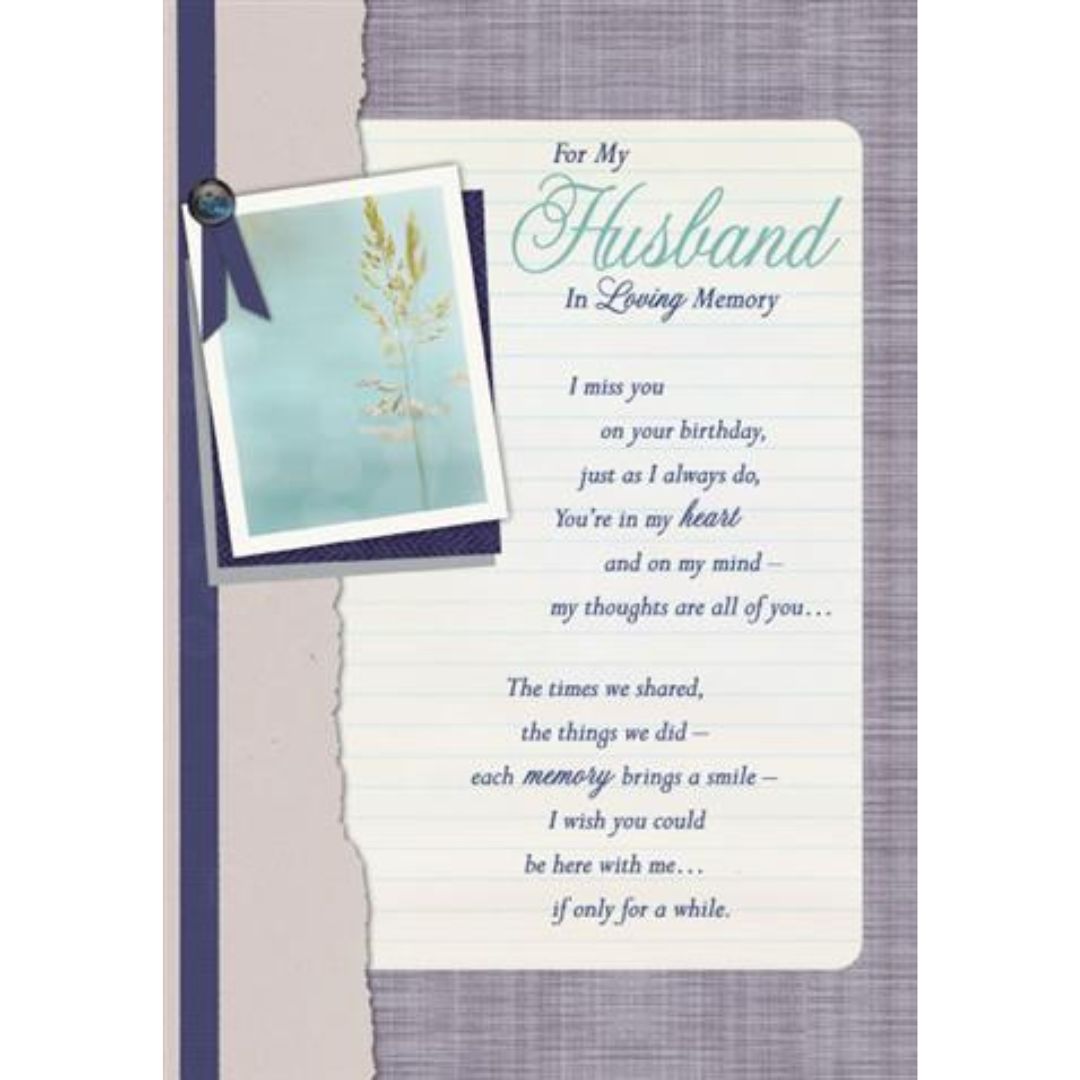 For My Husband In Loving Memory' Greeting Card