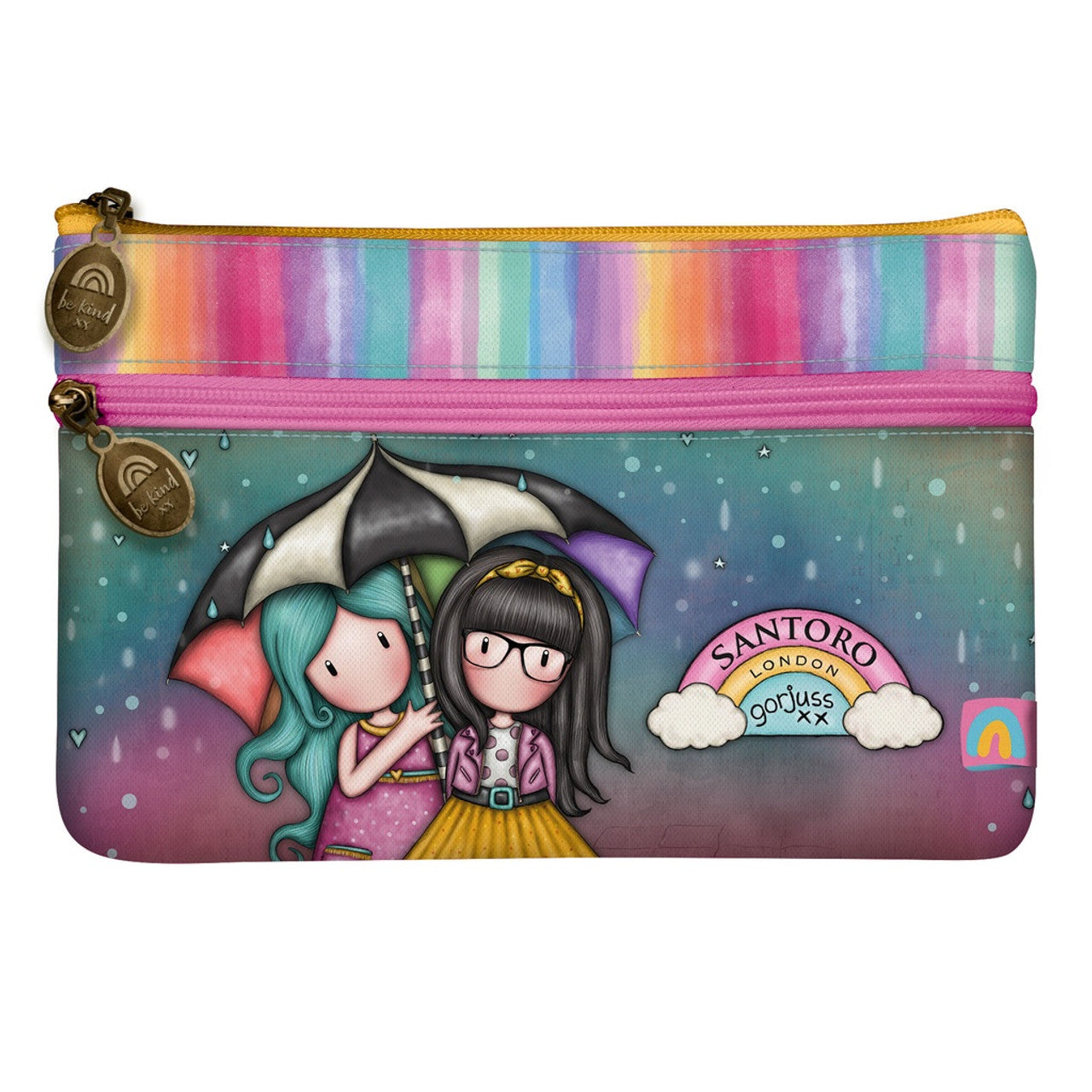 Santoro Gorjuss Flat Pencil Case with Pocket Be Kind To Each Other