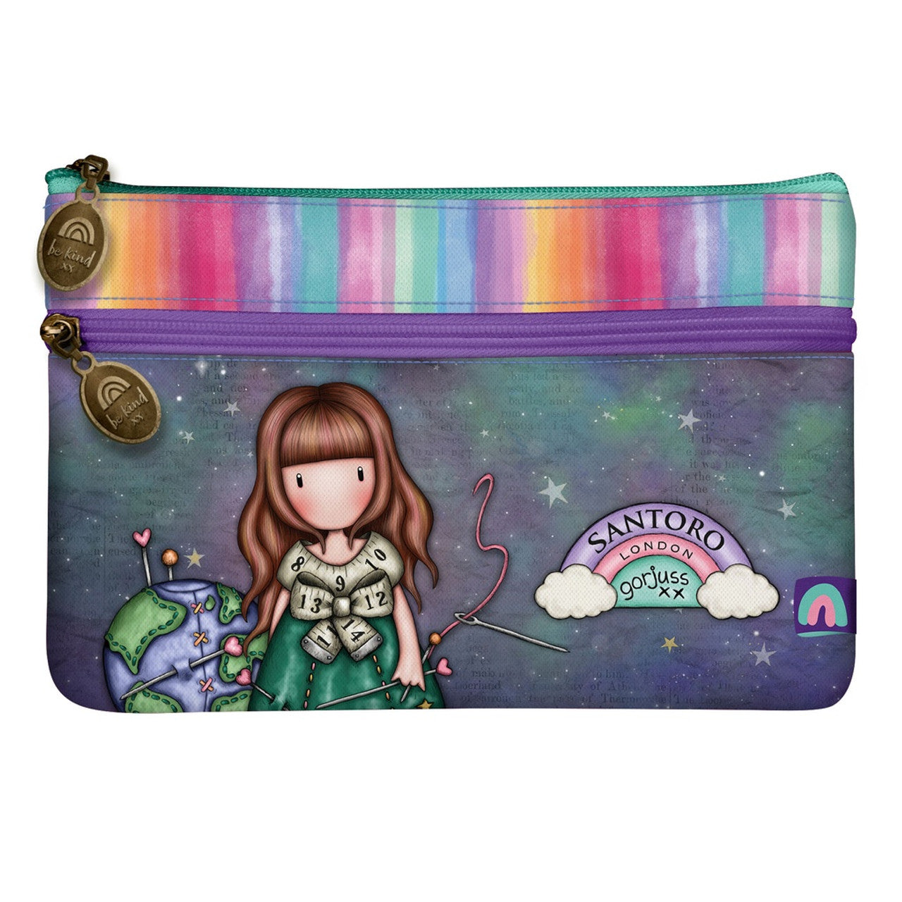 Santoro Gorjuss Flat Pencil Case with Pocket Be Kind To Our Planet