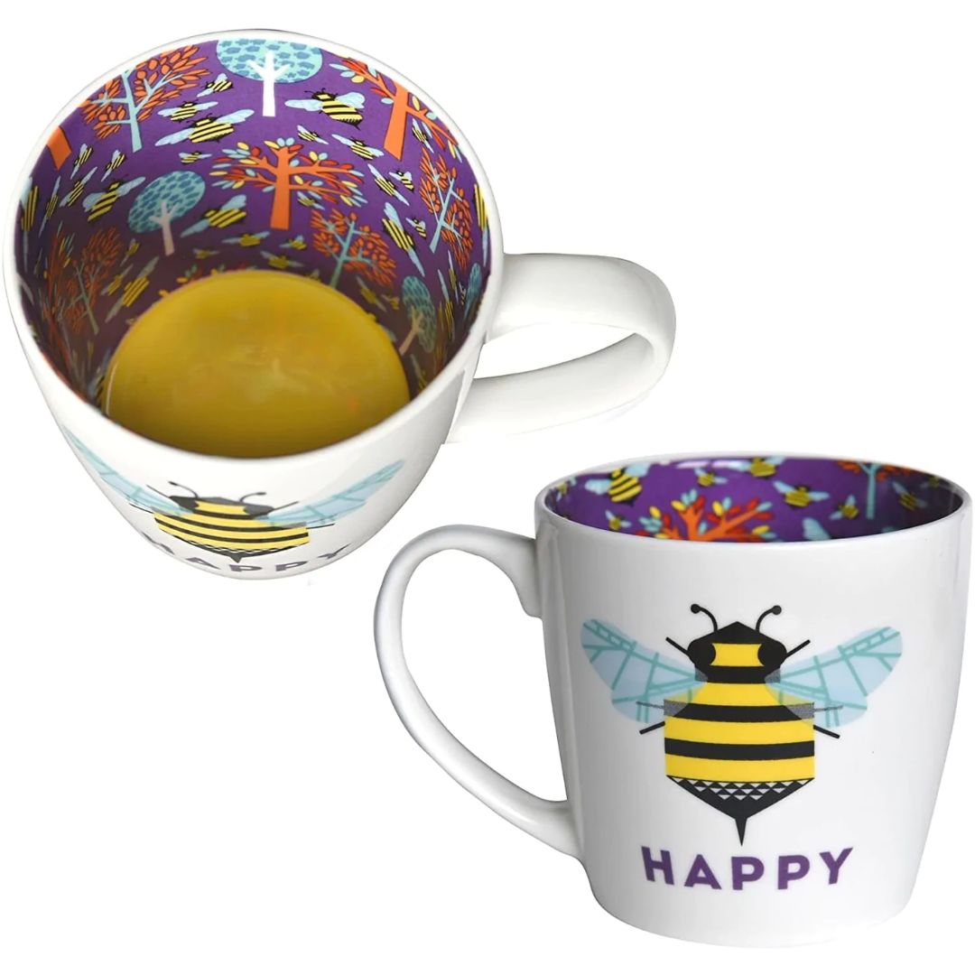 Inside Out Ceramic Mug with Gift Box - Be Happy