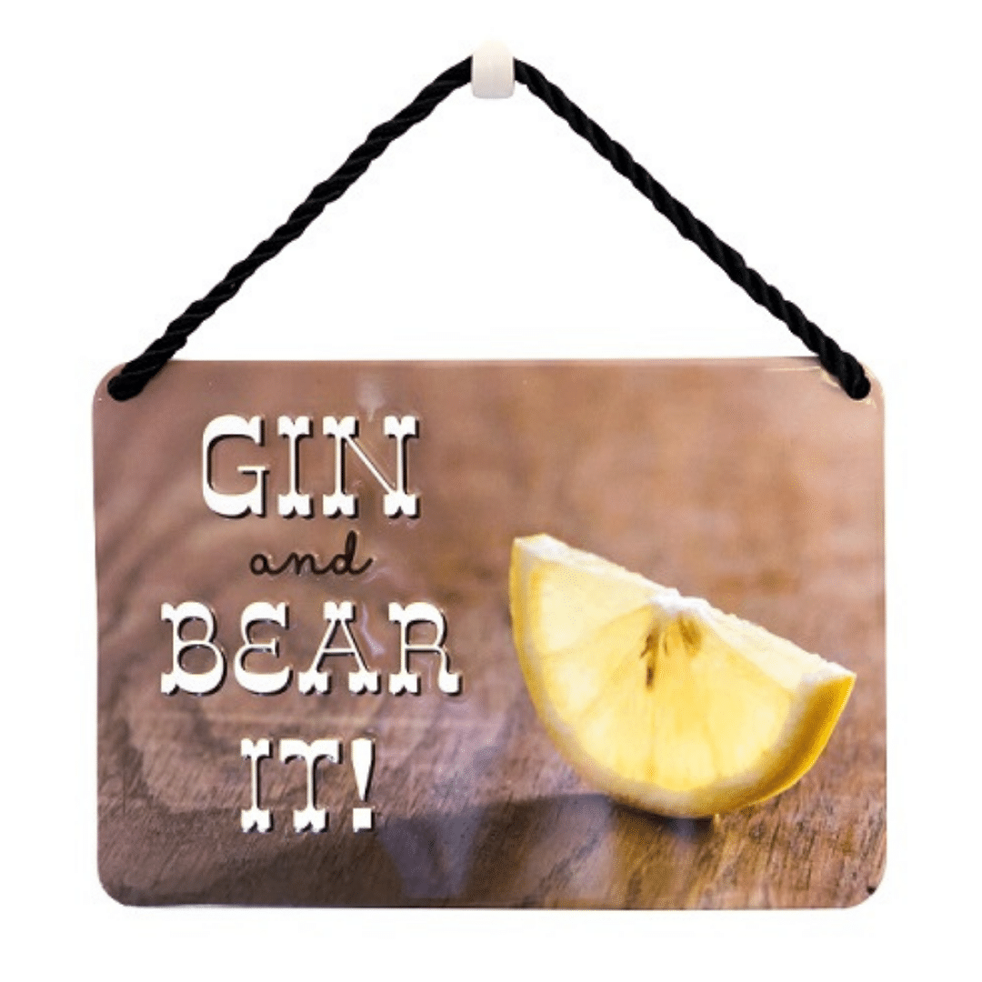 Hang-Ups! Hanging Tin Plaques 11.5 x 16.5cm - Gin And Bear It!