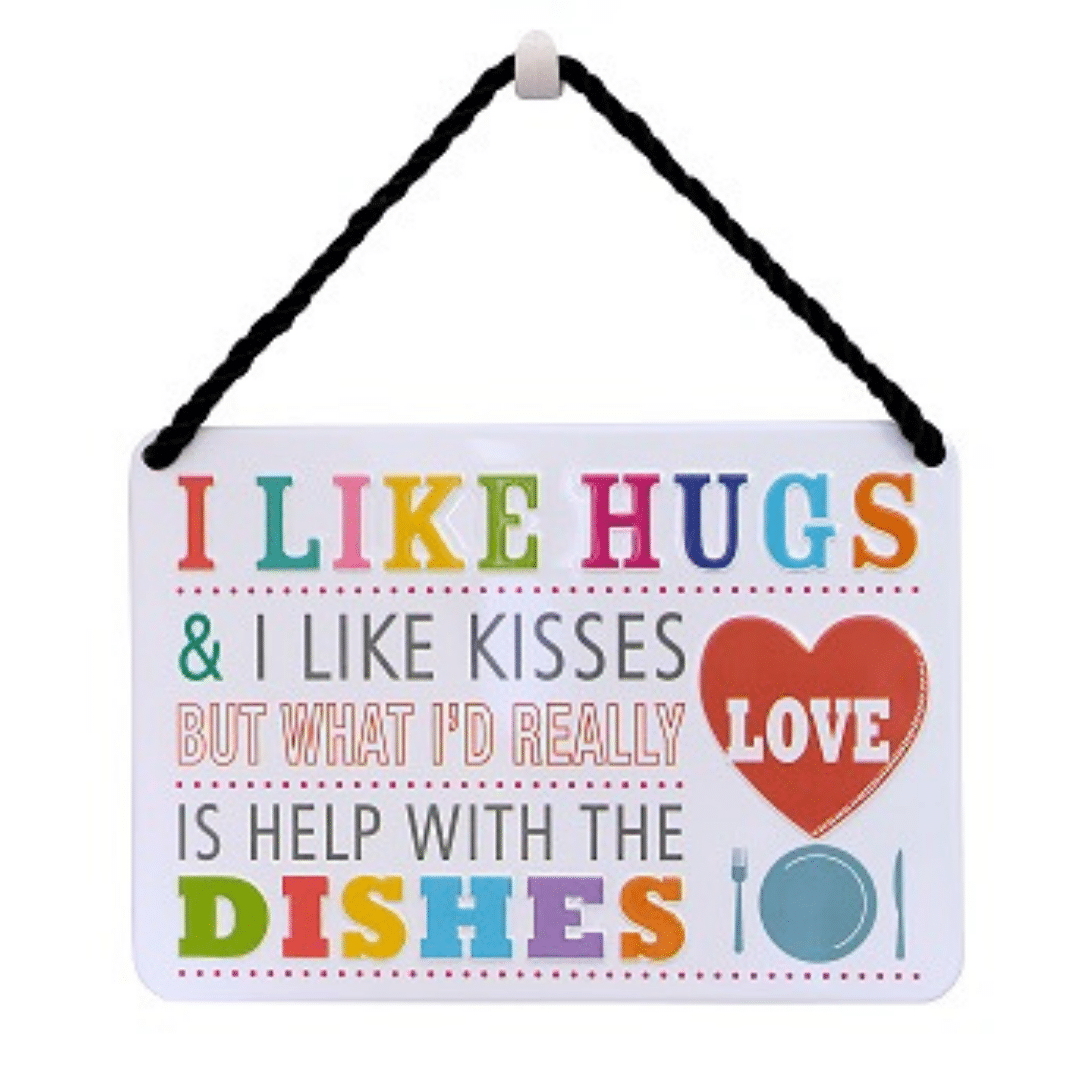 Hang-Ups! Hanging Tin Plaques 11.5 x 16.5cm - Help With The Dishes!