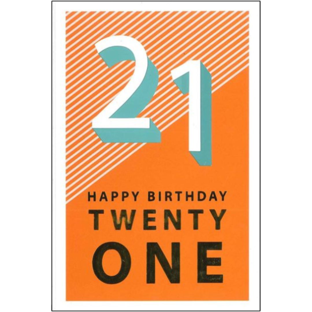 21 Happy Birthday Twenty One' Greeting Card