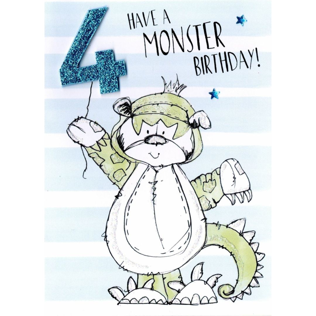 4 Have A Monster Birthday' Greeting Card