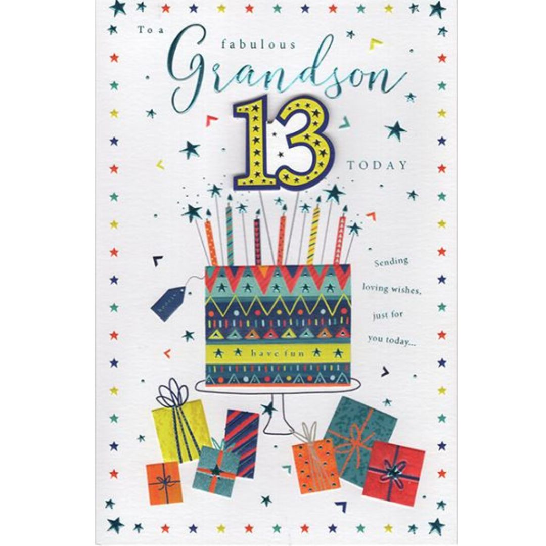 To A Fabilous Grandson 13 Today' Greeting Card