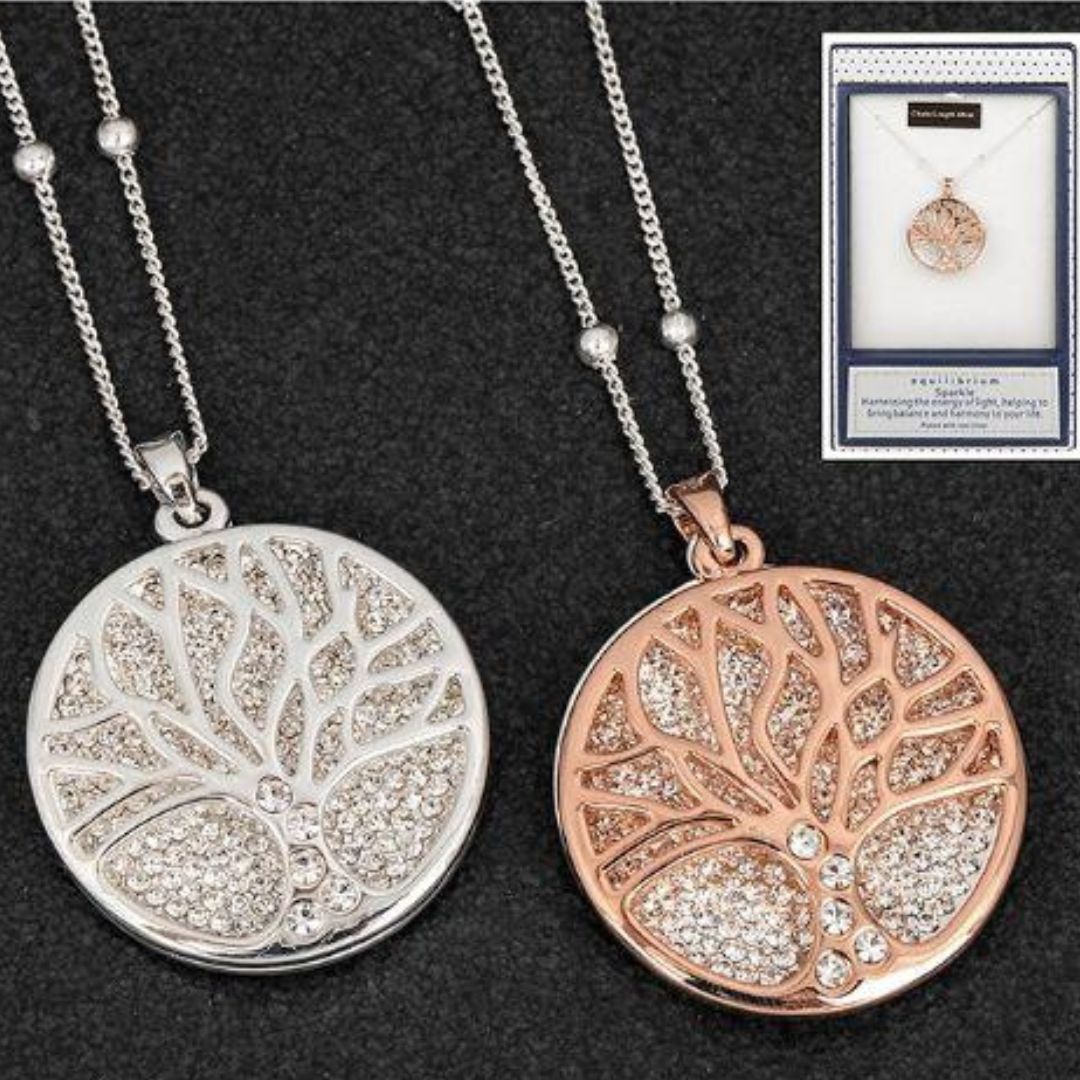 Filigree Silver Disk Tree Long Necklace x1pc