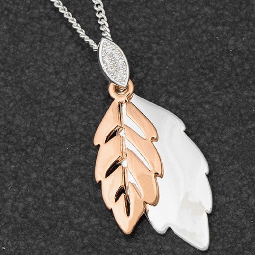 Back To Nature Modern 2 Tone Leaves Necklace