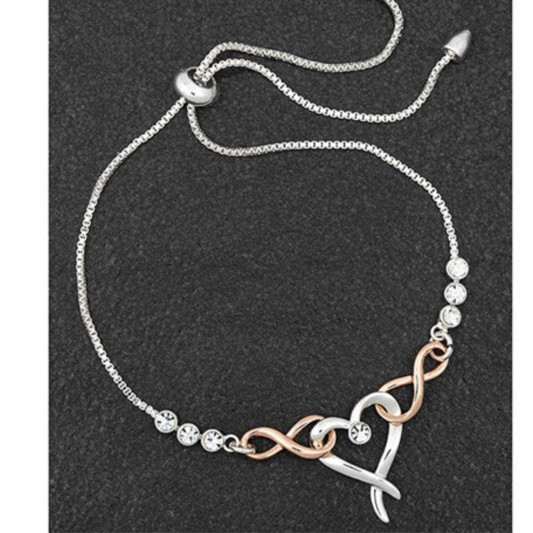 2 Tone Kiss Collection Heart Silver Plated Bracelet