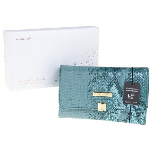 Mock Snakeskin Purse Medium - Teal