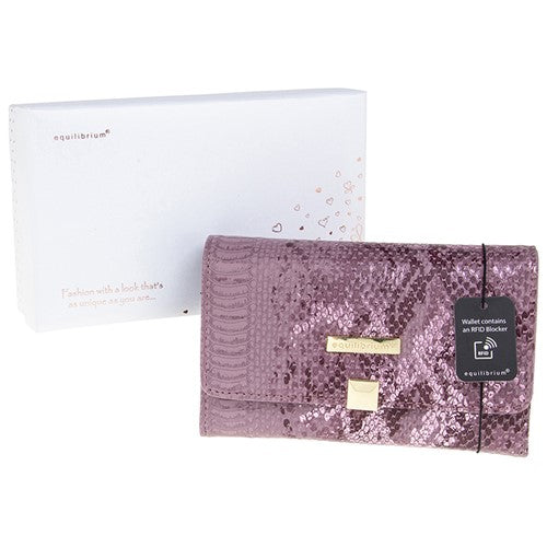 Mock Snakeskin Purse Medium - Purple