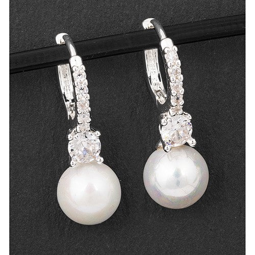 Pearl Sparkle Huggie Earings