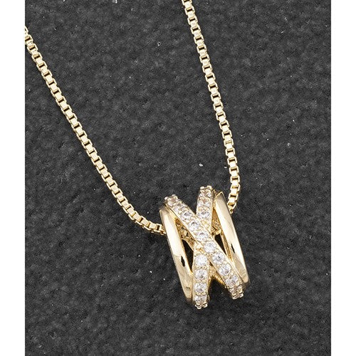 Kiss Sparkle Ring Gold Necklace