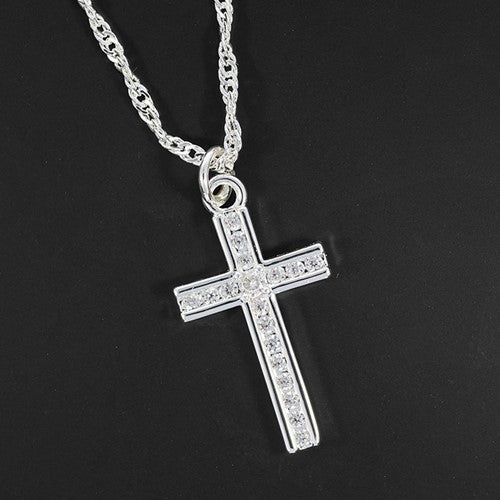 Sparkle Cross Silver Plated Necklace