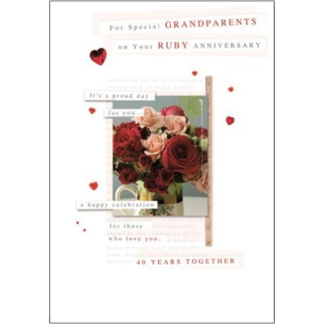 Fo Special Grandparents On Your Ruby Anniversary' Greeting Card