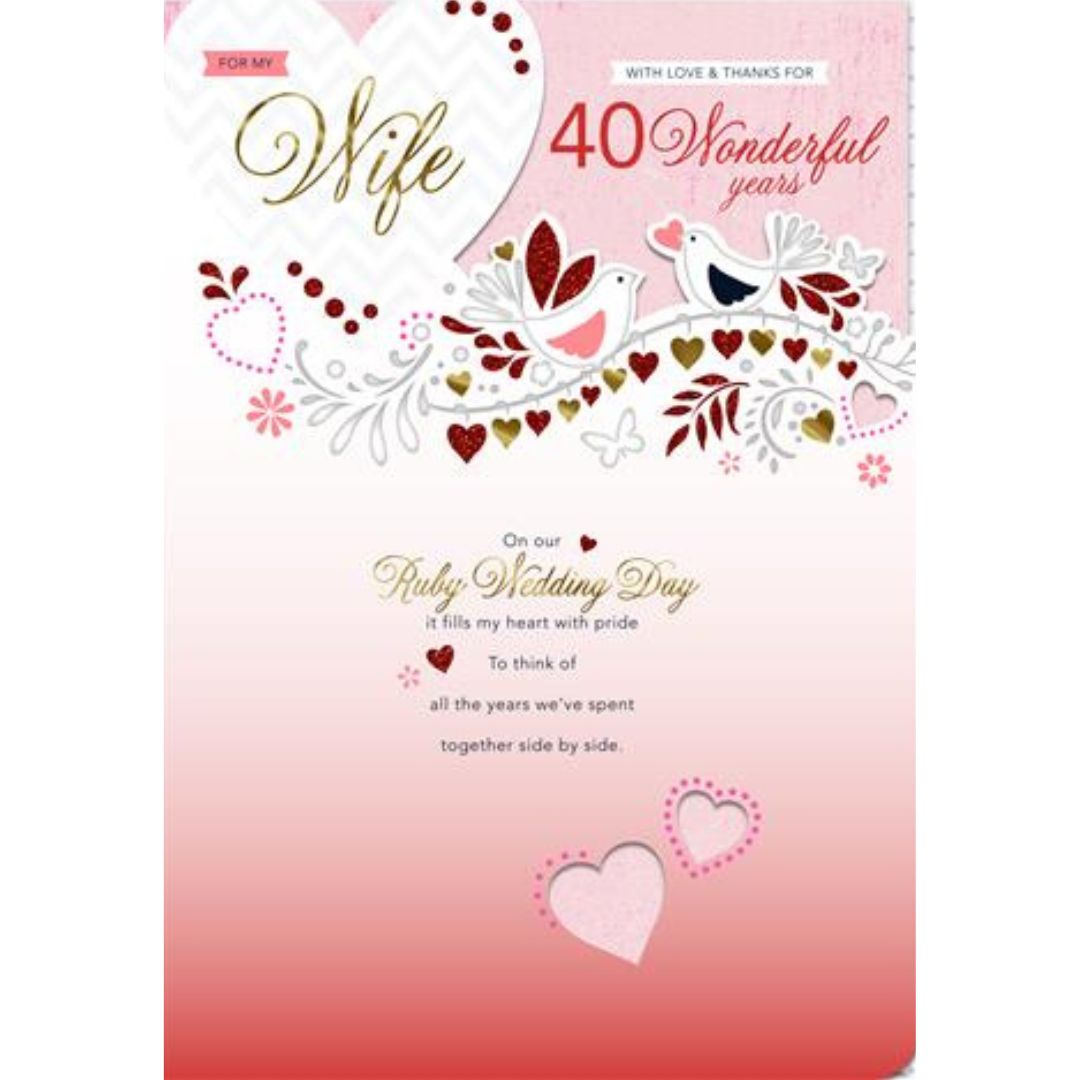 For My Wife With Love And Thanks For 40 Wonderful Years' Greeting Card