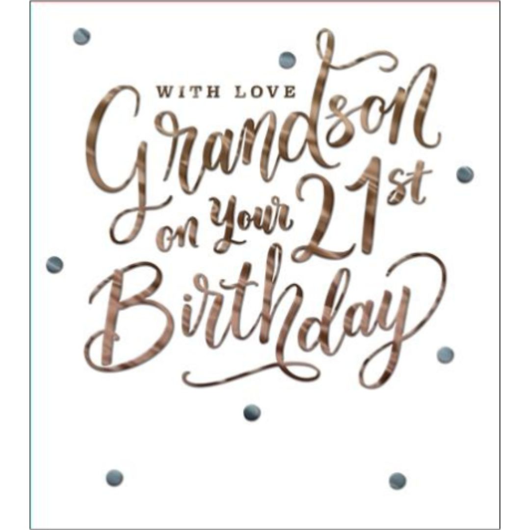 With Love Grandson On Your 21st Birthday' Greeting Cards