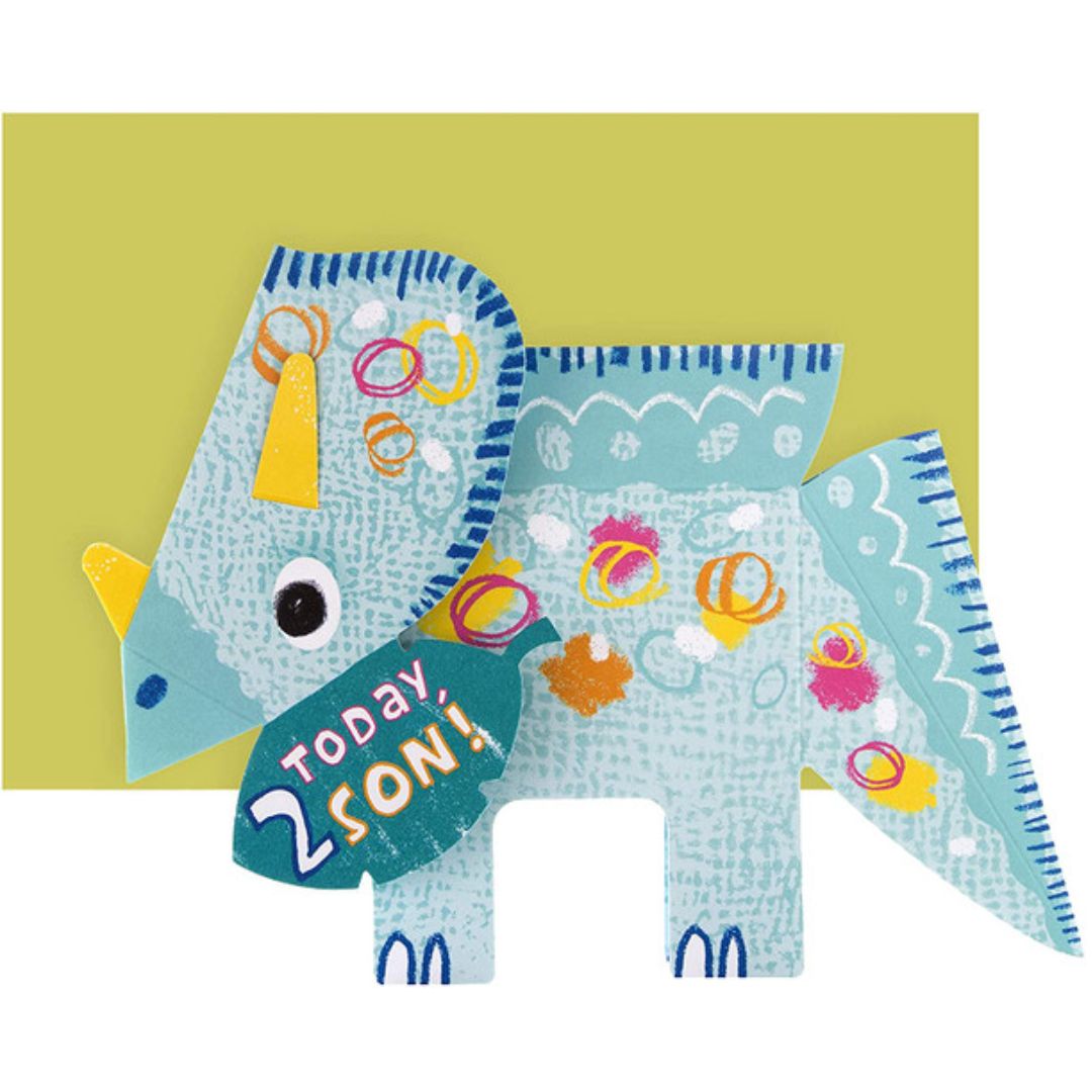 Dinosaur 2nd Birthday Pop Up Card