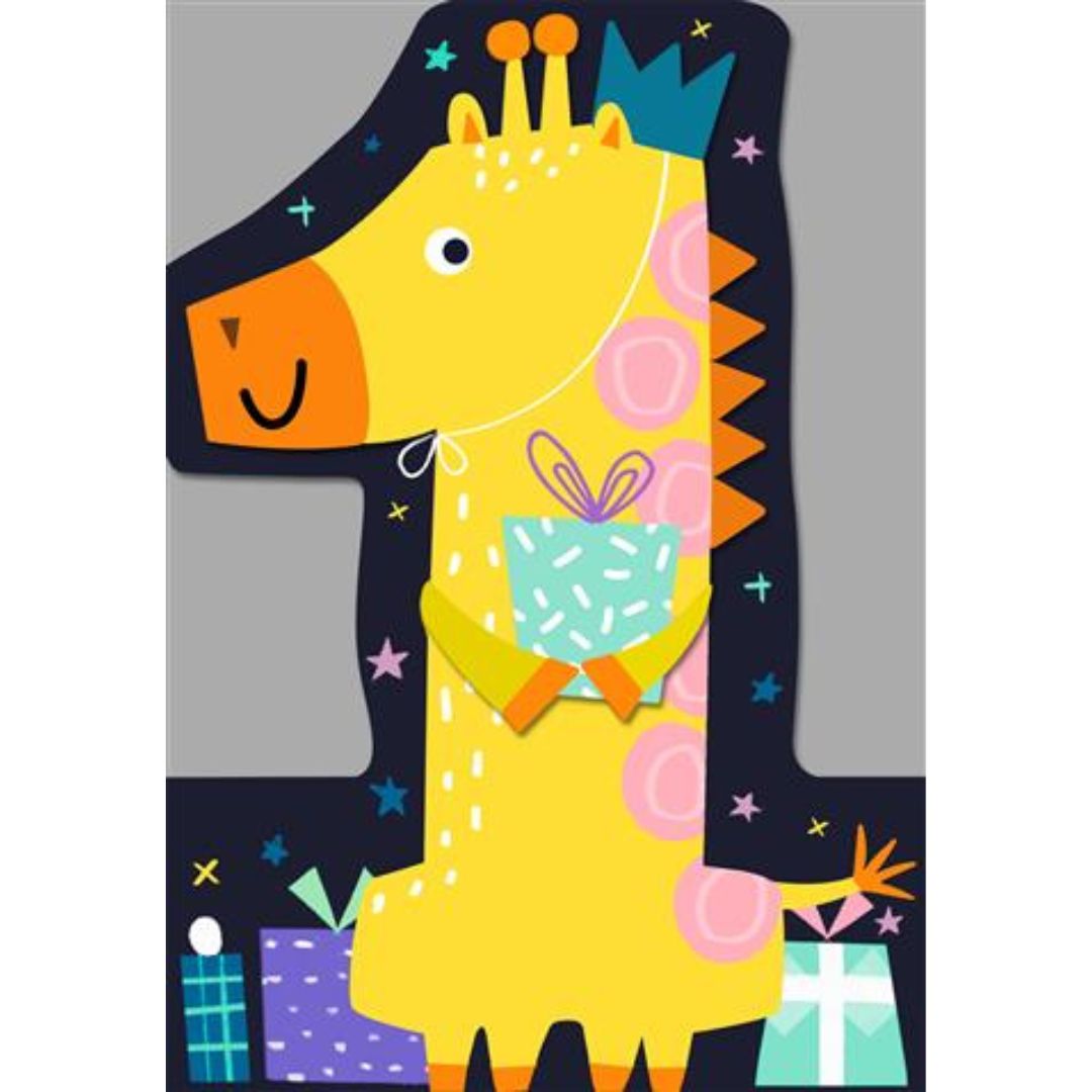 1st Birthday Giraffe Card