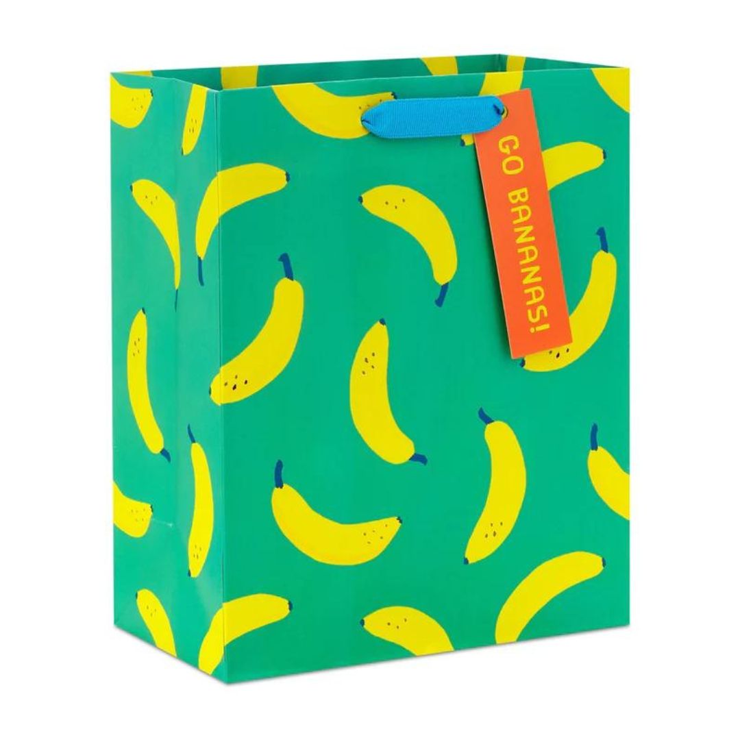 Hallmark Gift Bag Medium - Banana Patern Green