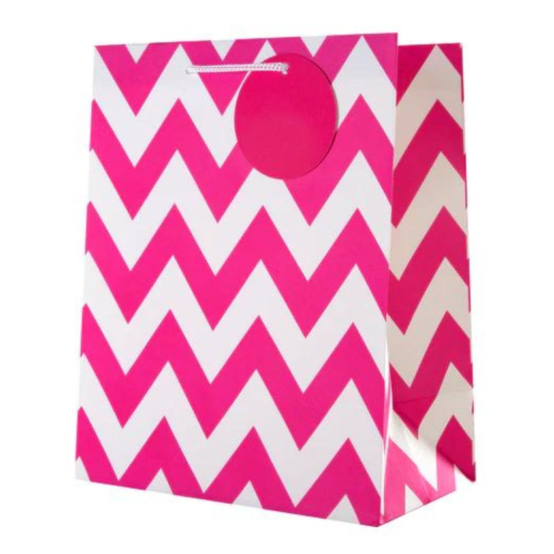 Hallmark Gift Bg S/Medium - Pink Zig-Zag