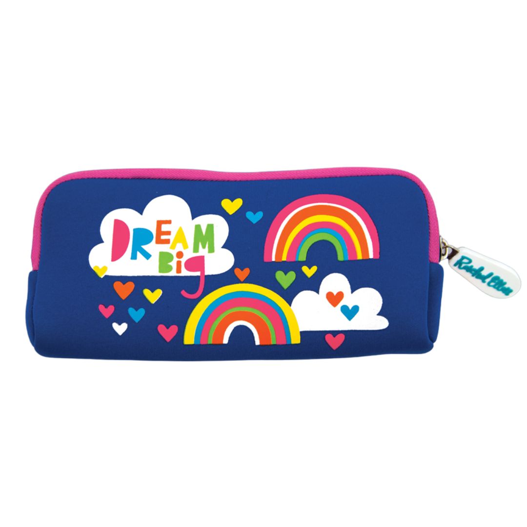 Rachel Ellen Neoprene Pencil Case – Dream Big/Rainbow