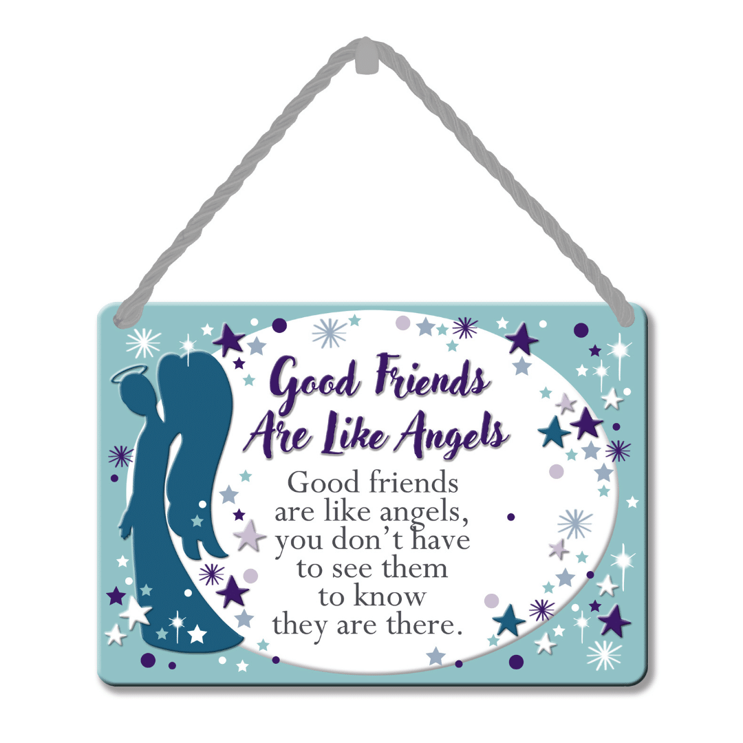 Hang-Ups! Hanging Tin Plaques 11.5 x 16.5cm - Good Friends Are Like Angels
