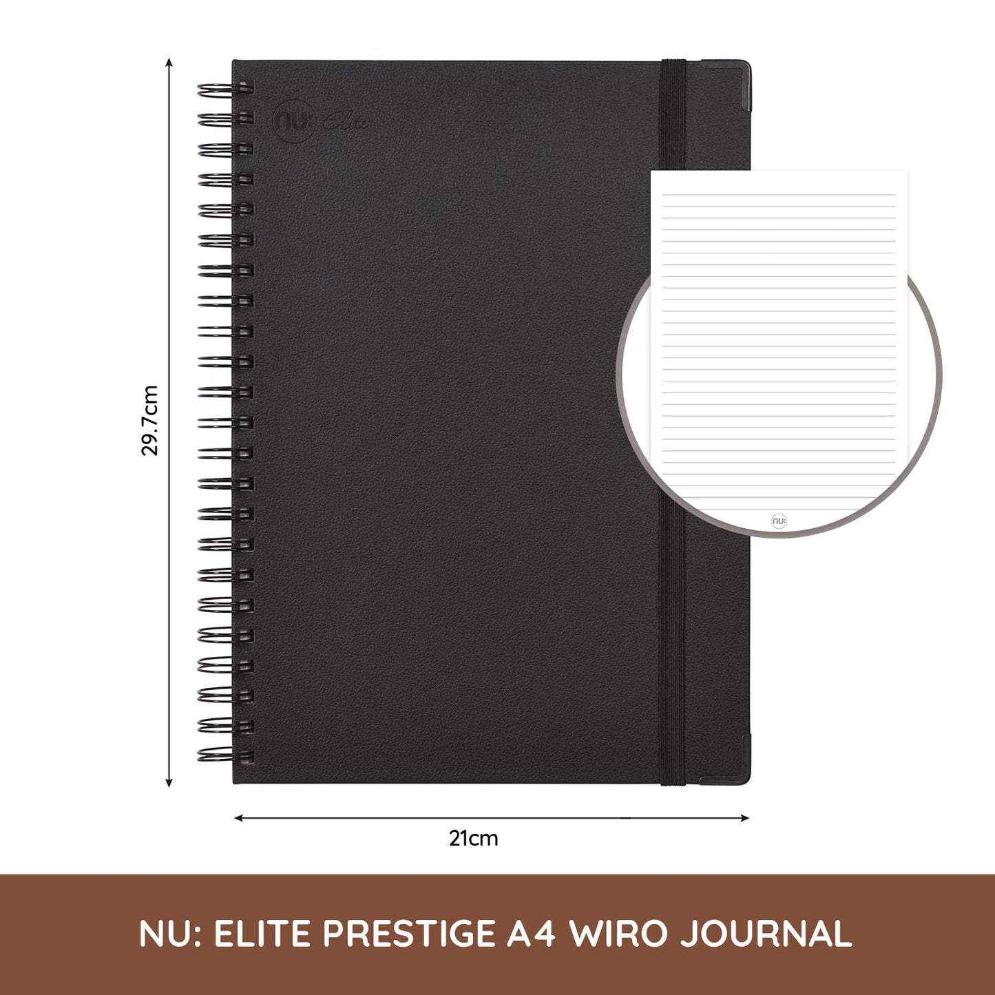 Nu A4 Ruled Notebook - Faux Black Leather