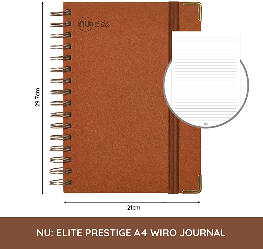 Nu A4 Ruled Notebook - Faux Brown Leather