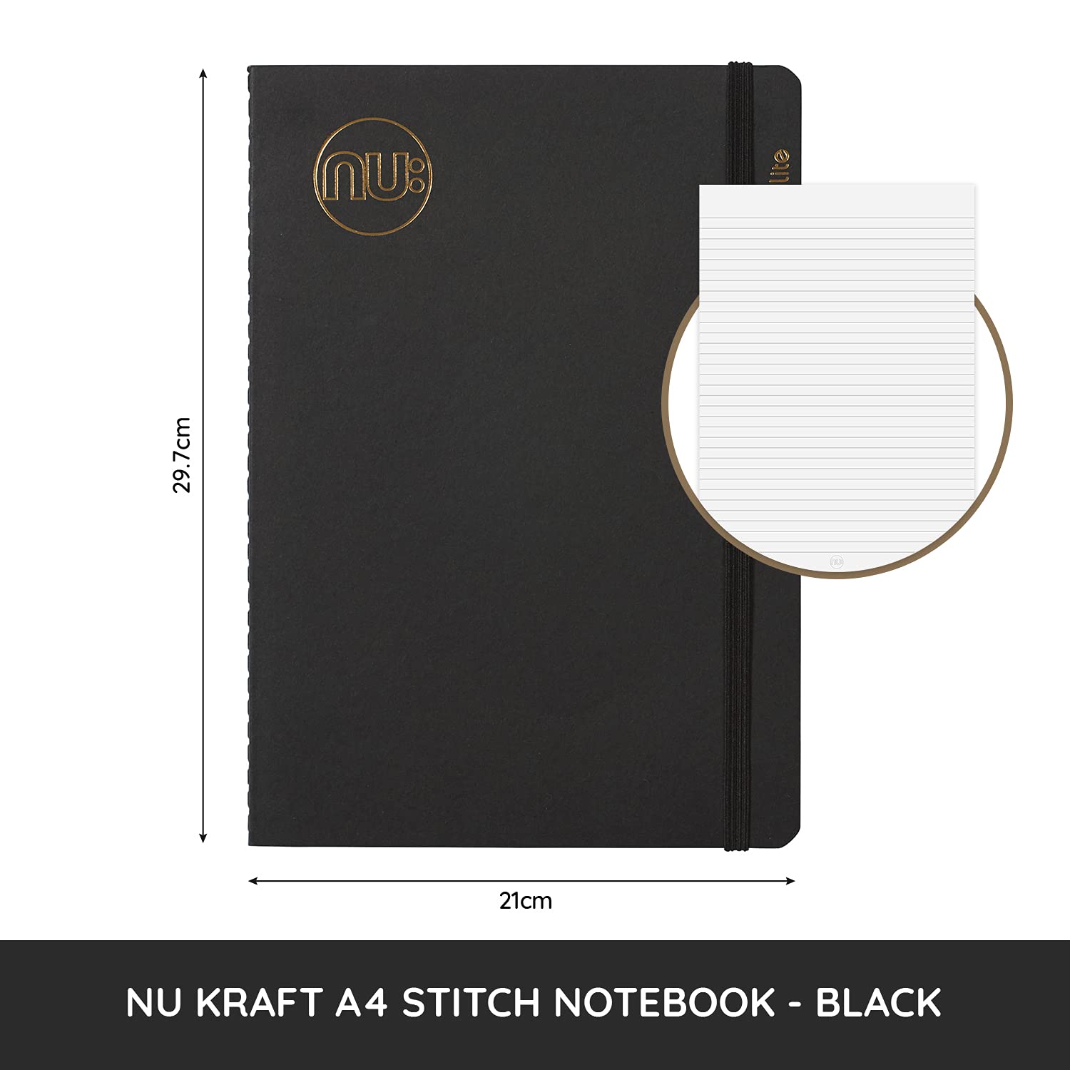 Nu A4 Kraft Ruled Notebook - Black