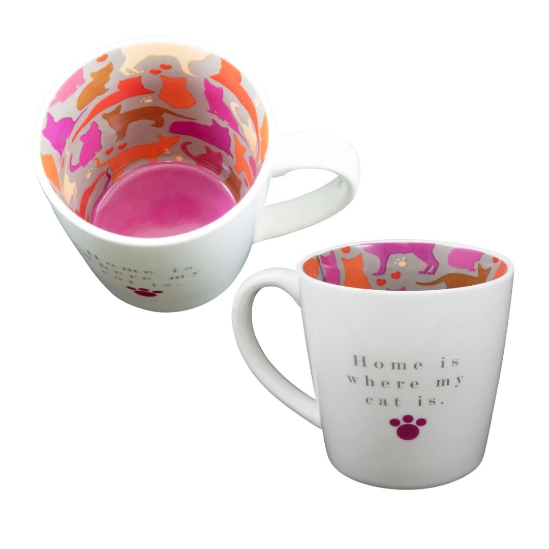 Inside Out Ceramic Mug with Gift Box -Home is where my Cat is
