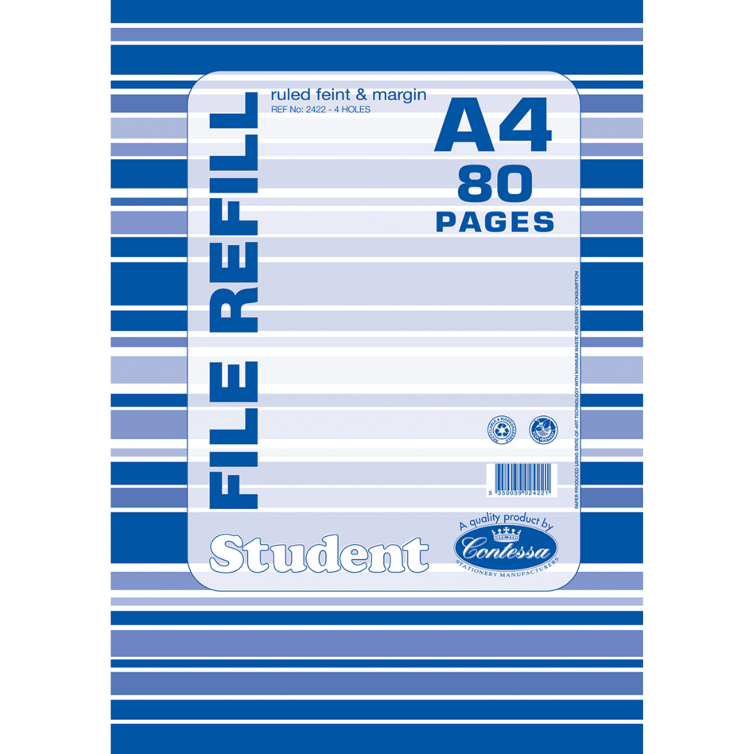 A4 Punched Ruled Refill Pad - 80pgs