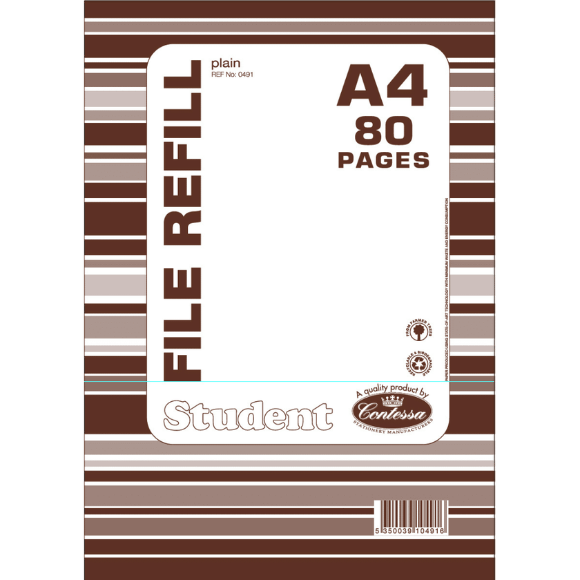 A4 Punched White Blank Refill Pad - 80pgs