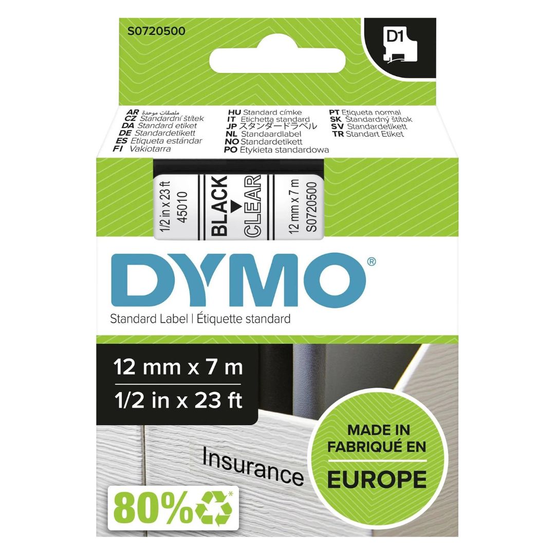 Dymo D1 Labelling tape Tape colour: Transparent Font colour: Black - 1