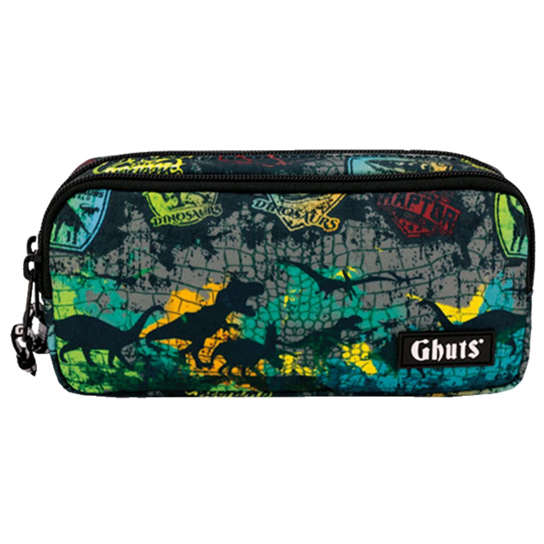 Ghuts Double Pencil Case - Dino Labels