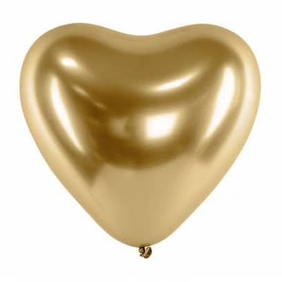 PartyDeco 30cm Latex Balloon x50 - Gold Heart Shaped