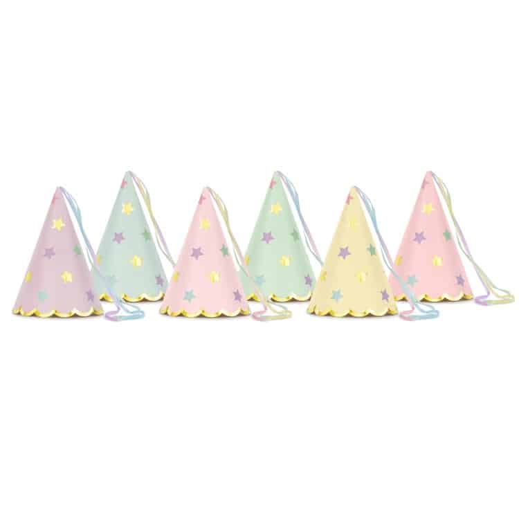 PartyDeco Pastel Star Luxury Party Hats x6