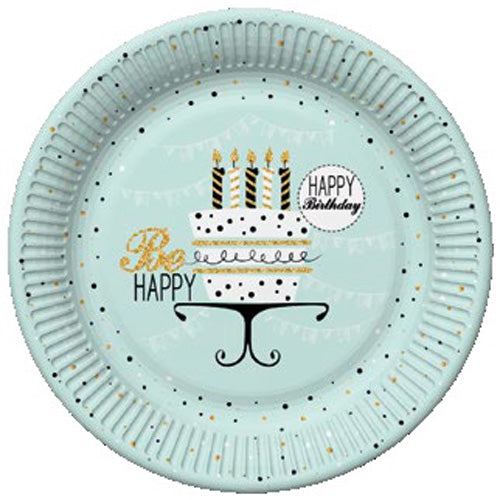 22.7cm Paper Plates x8pcs - Be Happy