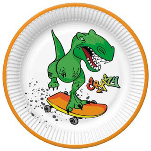 22.7cm Paper Plates x8pcs - Dinosaur