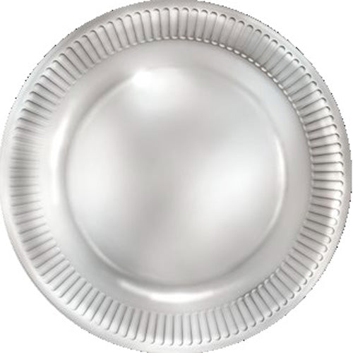 22.7cm Paper Plates x8pcs - Silver