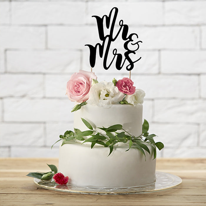 PartyDeco Cake Topper - Mr & Mrs - 25.5cm