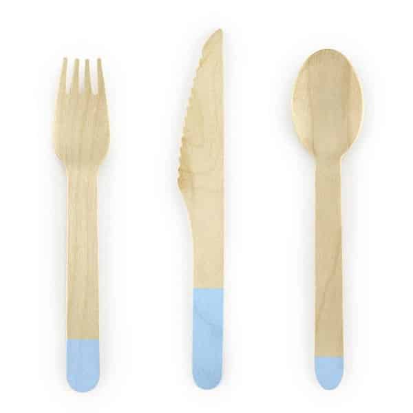 PartyDeco Wooden Cutlery Set&gt;Baby Blue