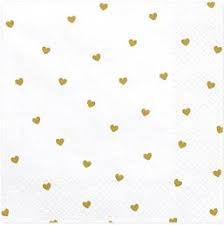 PartyDeco (16.5 x 16.5cm) 2ply Napkins x20 - Gold Hearts