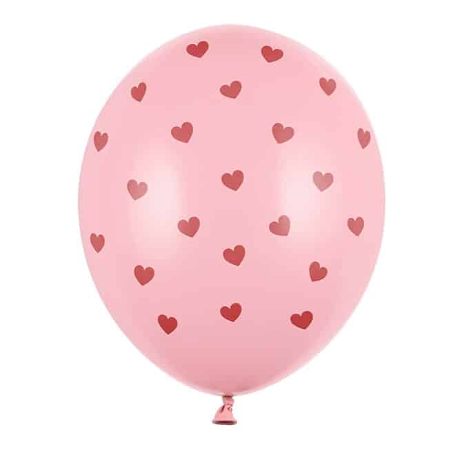 PartyDeco 30cm Latex Balloons x6 - Baby Pink Pastel Hearts