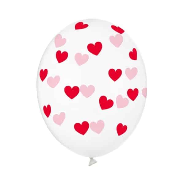 PartyDeco 30cm Latex Balloon x50 - Hearts,Crystal Clear