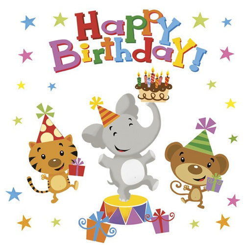 Napkins x20pcs (33 x 33 cm) - Happy Birthday Animals